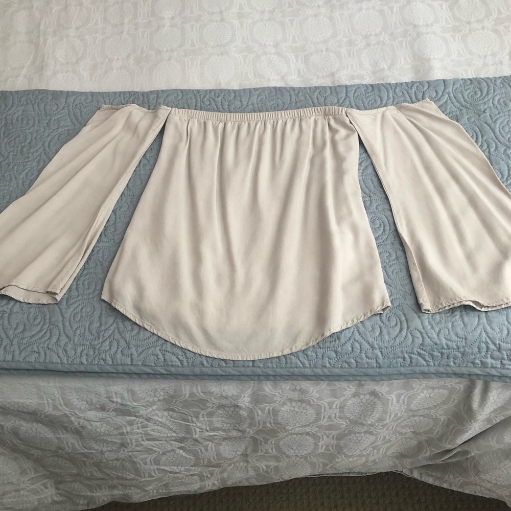 Beige off the shoulder long sleeve from Tobi